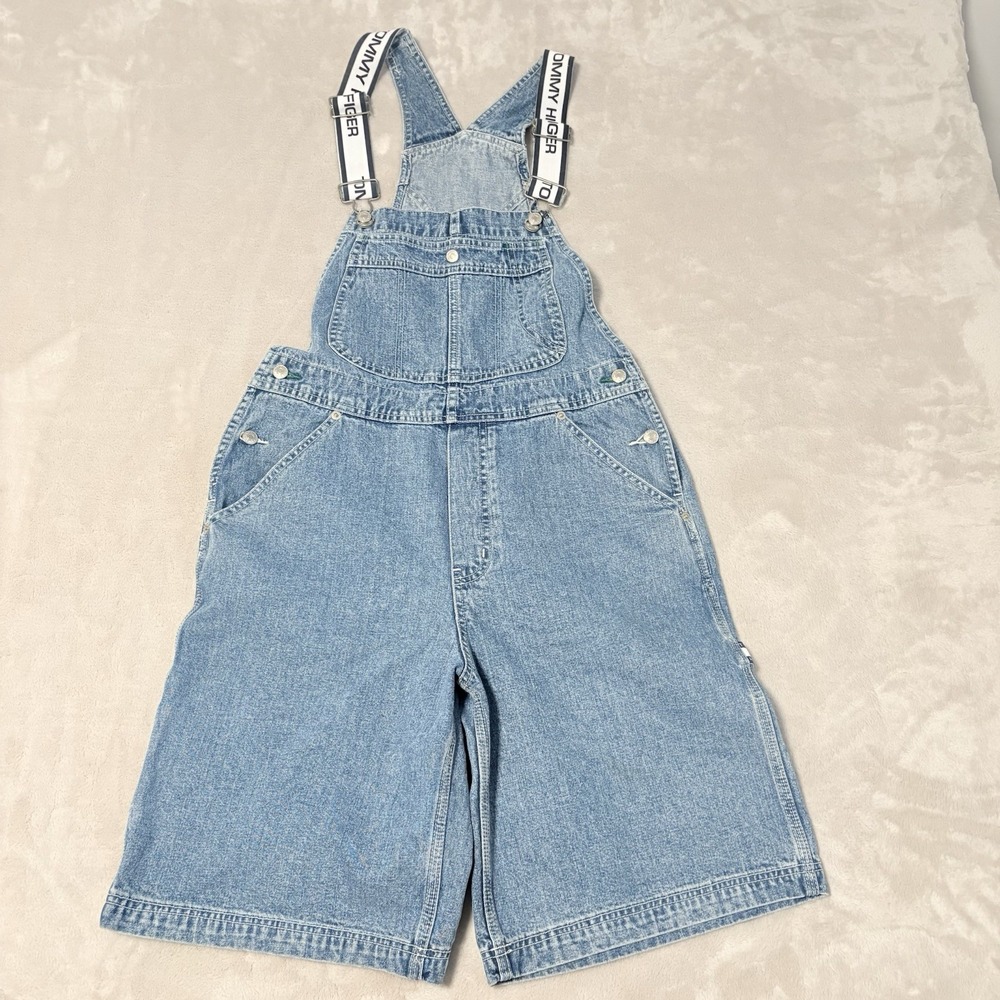 90s Y2K Vintage Tommy Hilfiger Denim Overalls Shorts Loose Baggy Medium